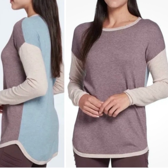 Smartwool Shadow Pine Colorblock Sweater S Merino Wool Blend Lightweight Layer - Picture 1 of 8